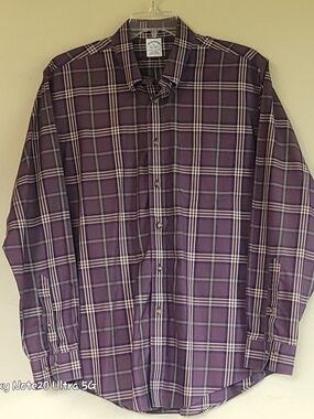 Brooks Brothers Original Polo Shirt NonIron Supima Cotton Plaid Burgundy Men'sXL